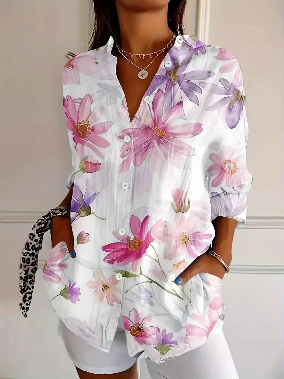 Nora | Women's Printed Long Sleeve Blouse