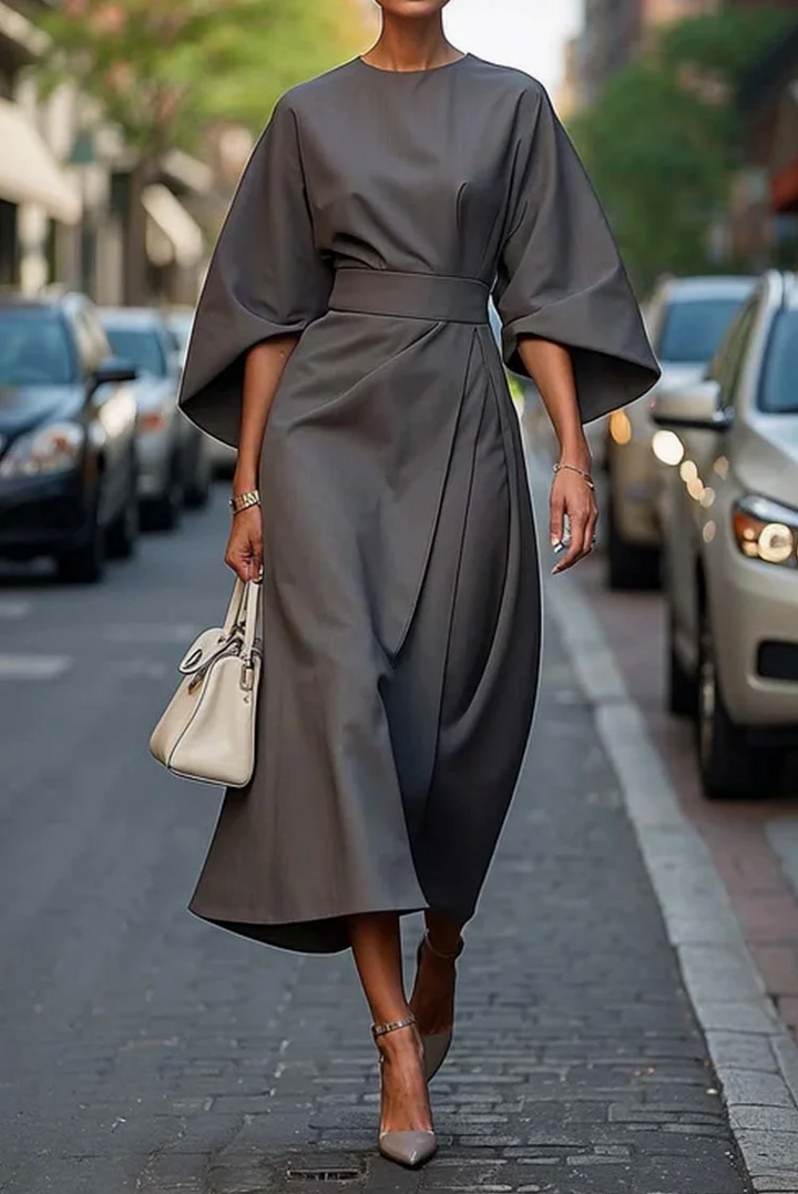Women's Lantern Sleeve Midi Dress