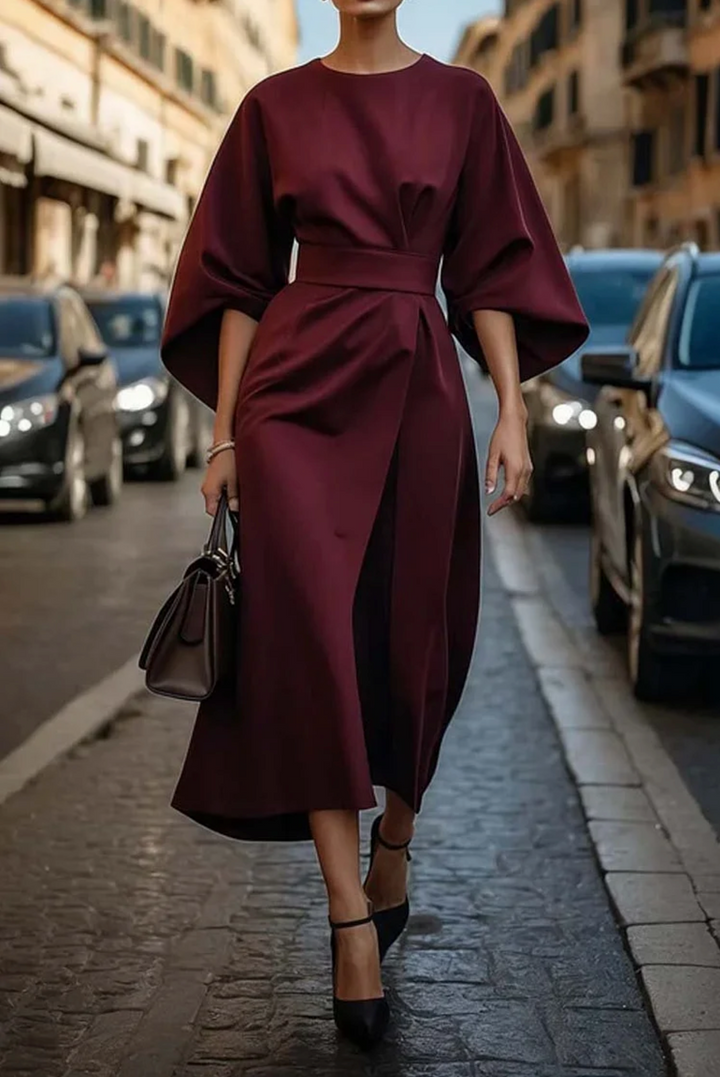 Women's Lantern Sleeve Midi Dress