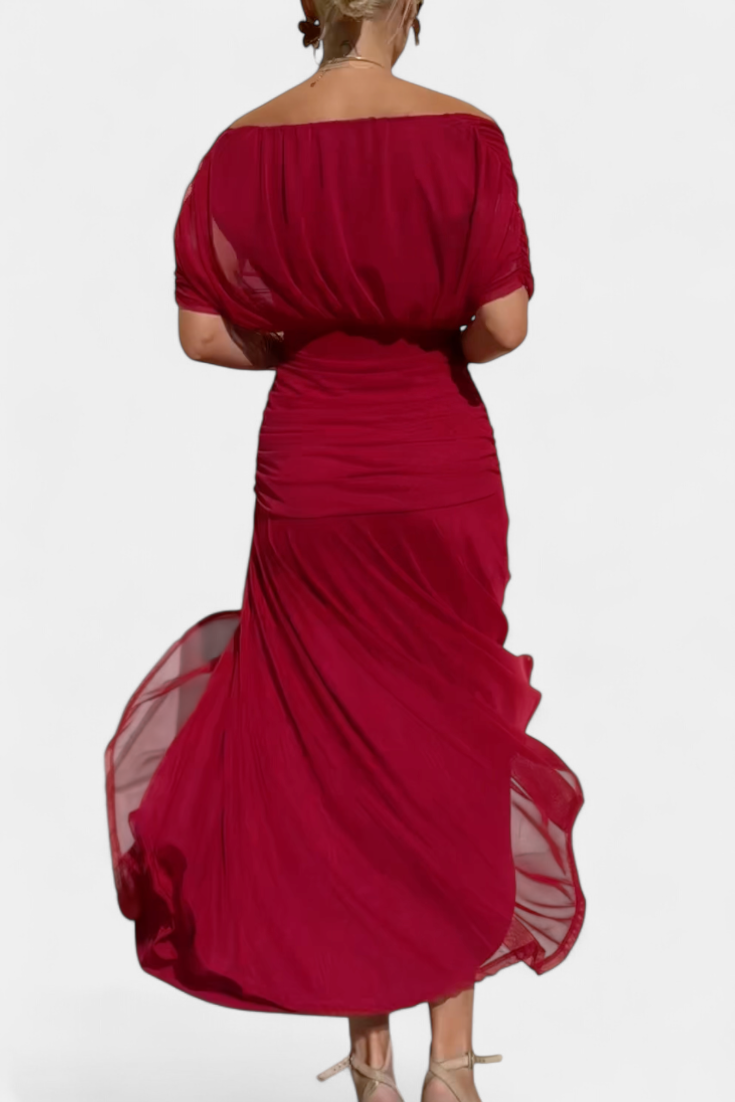 Women's Floral Pleated Maxi Dress V Neck
