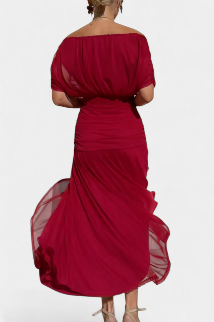 Women's Floral Pleated Maxi Dress V Neck