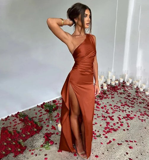 Women's One-Shoulder Wedding Guest Maxi Dress