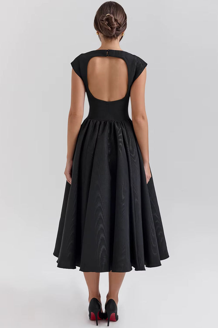 Women's Structured Cap Sleeve Midi Dress