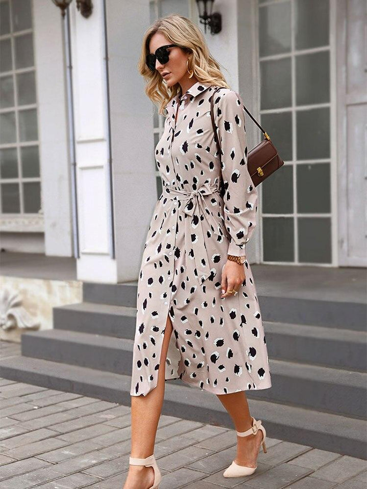 Women's Leopard Print Midi Dress
