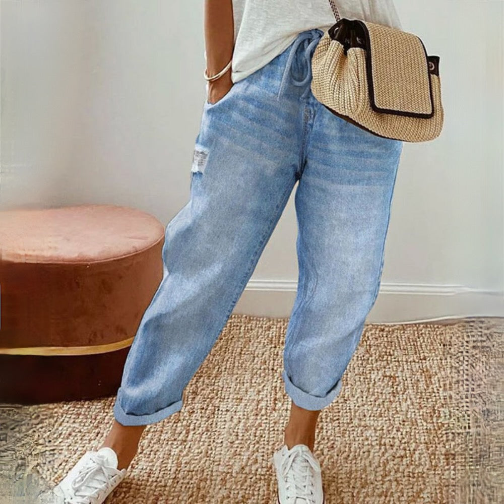 Women's Wide Leg Summer Trousers Elasticated Waist