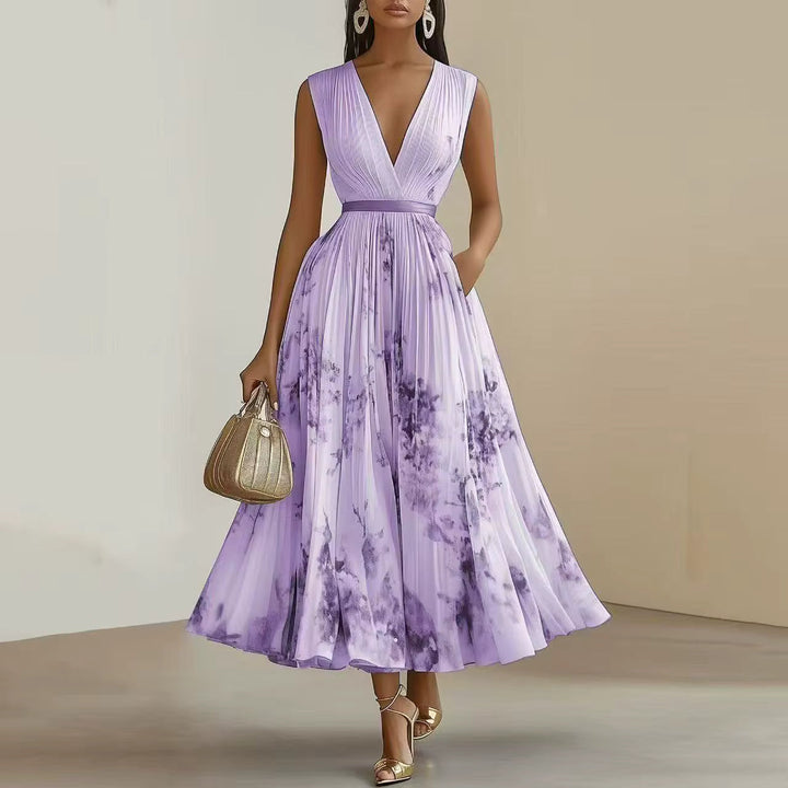 Women's Ribbon Tie Floral Maxi Dress