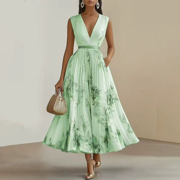 Women's Ribbon Tie Floral Maxi Dress
