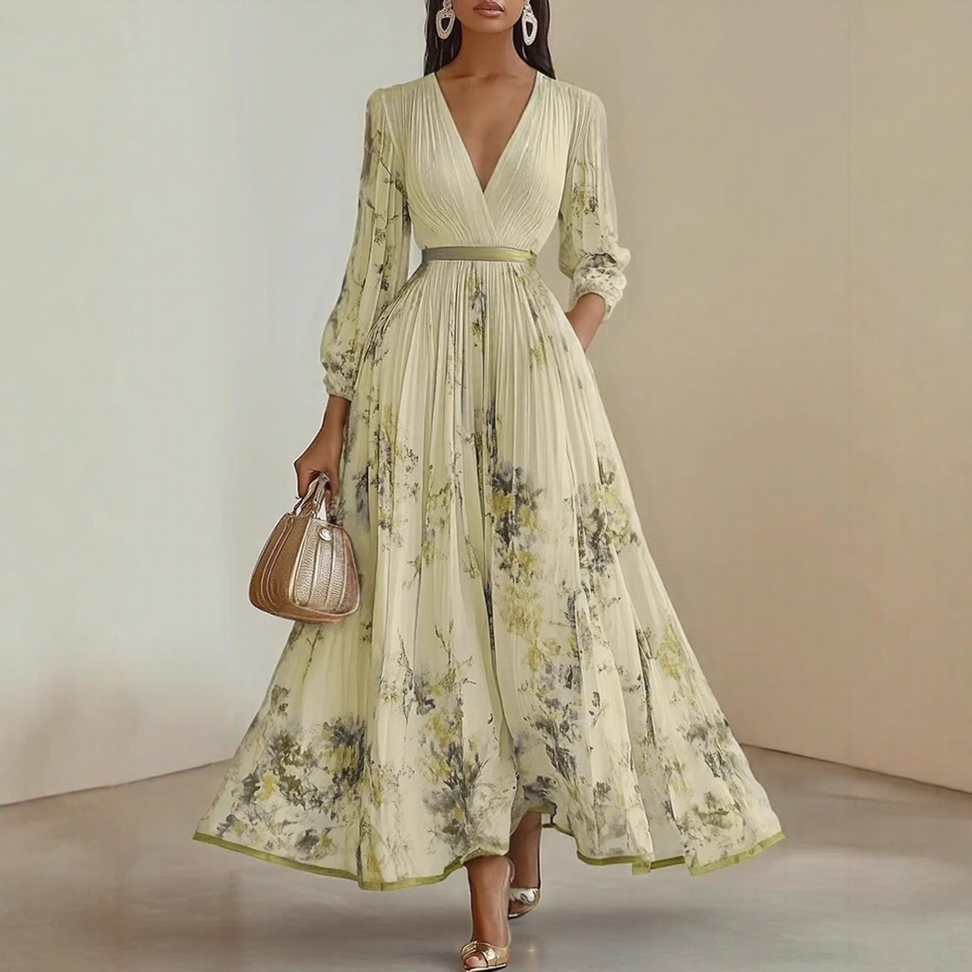 Women's Ribbon Tie Floral Maxi Dress