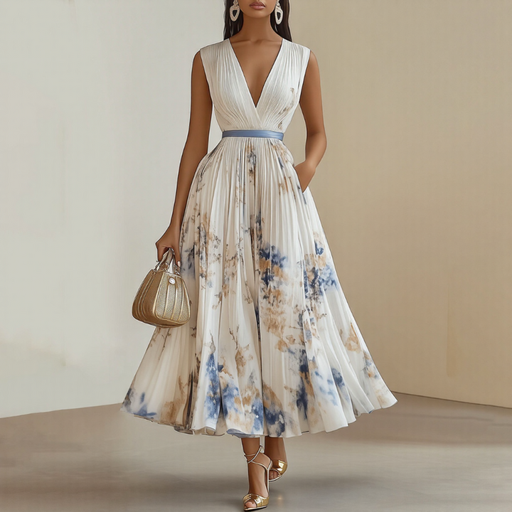 Women's Ribbon Tie Floral Maxi Dress