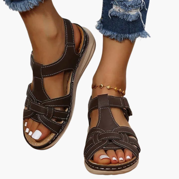 Women's Orthopedic Leather Sandals Contoured Footbed