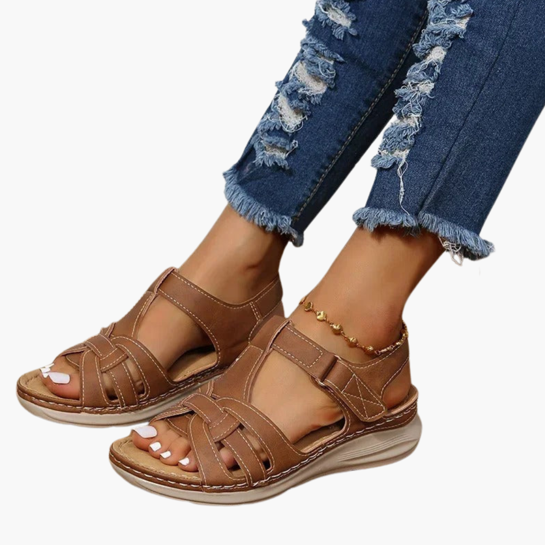 Women's Orthopedic Leather Sandals Contoured Footbed