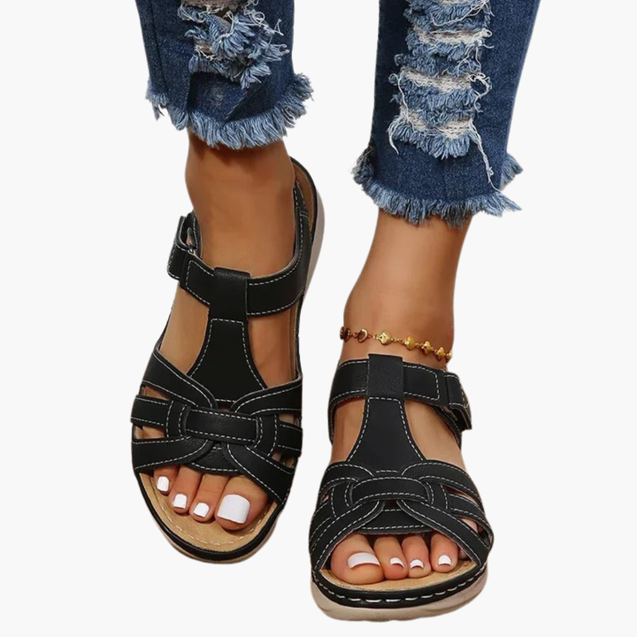 Women's Orthopedic Leather Sandals Contoured Footbed
