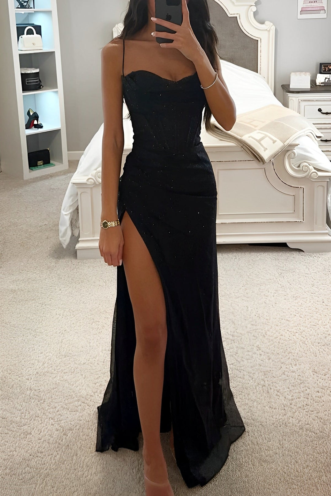 Women's Sparkly Corset Maxi Dress