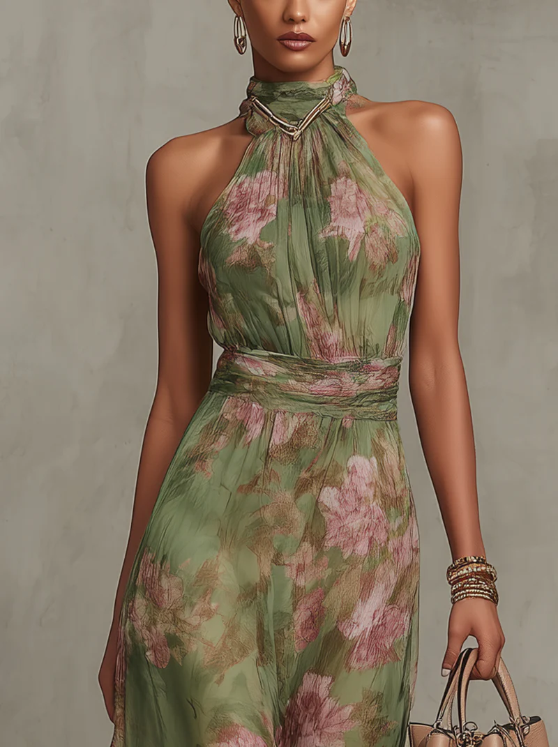 Sophie | Women's Halter Floral Maxi Dress