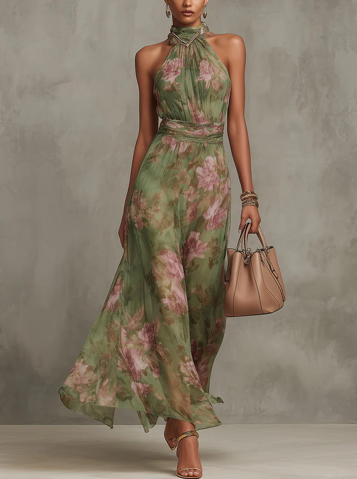 Sophie | Women's Halter Floral Maxi Dress