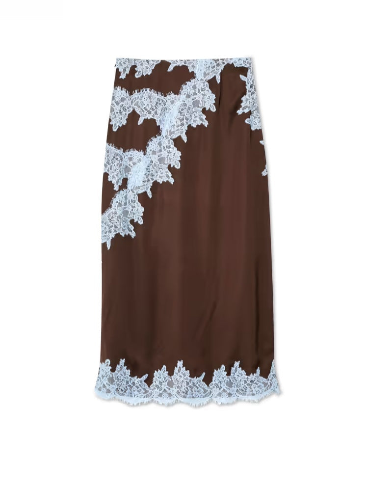 Women's Lace Panel Two-Piece Skirt Set Elegant Occasion