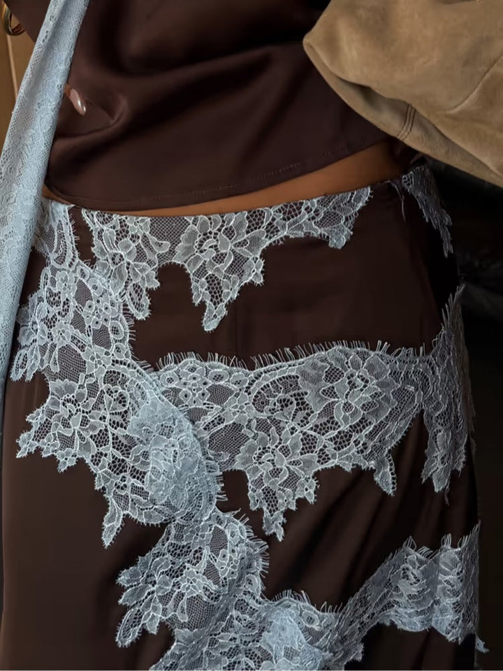 Women's Lace Panel Two-Piece Skirt Set Elegant Occasion
