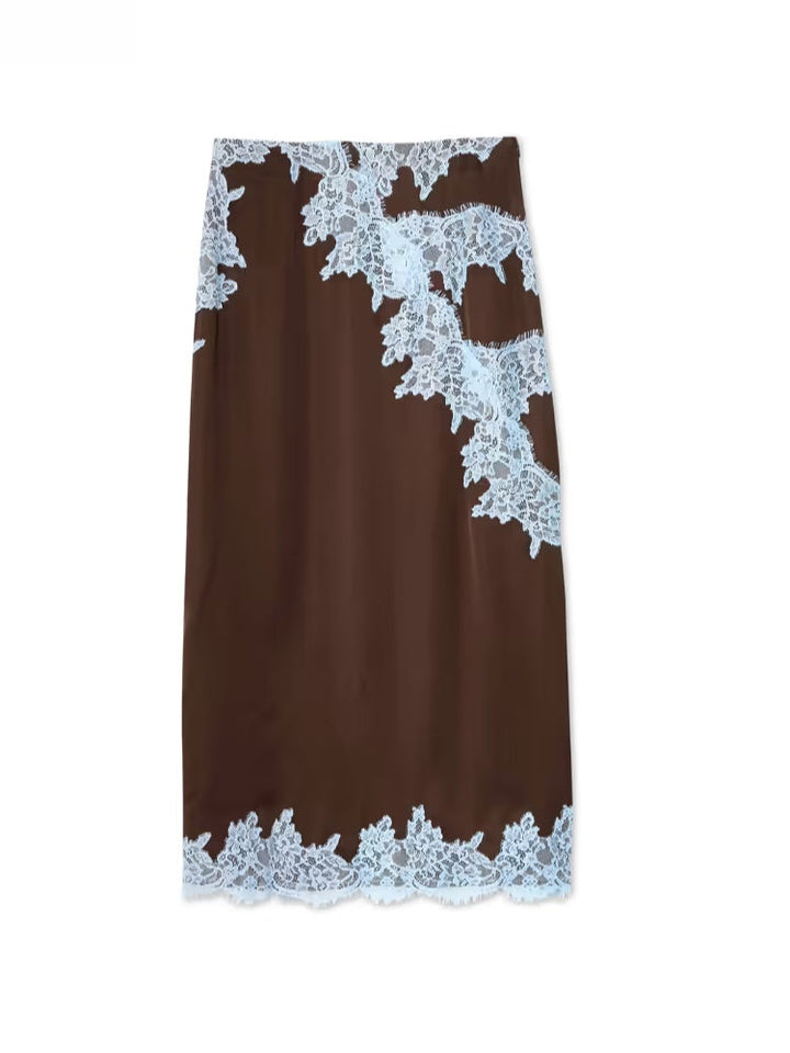 Women's Lace Panel Two-Piece Skirt Set Elegant Occasion