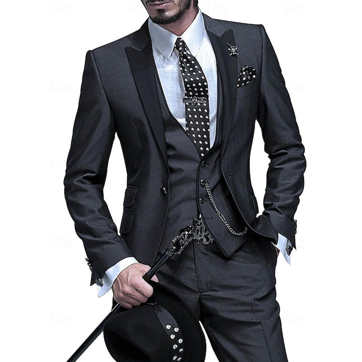 Three-piece linen suit set for men