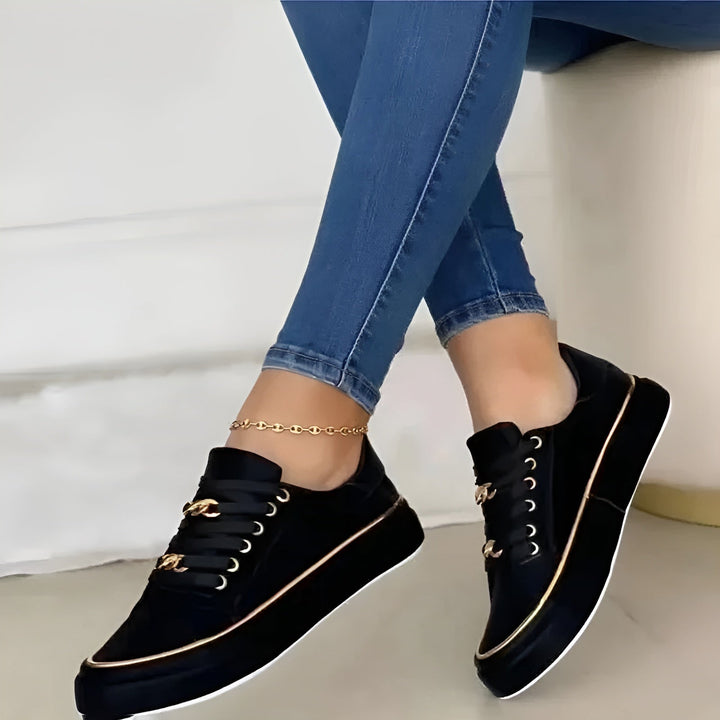 Women's Orthopedic Sneakers Lace Up Metallic Detail