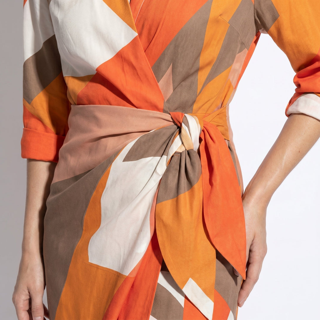 Women's Striped Wrap Midi Dress