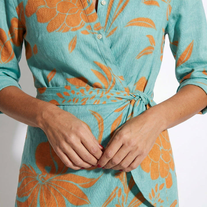 Women's Striped Wrap Midi Dress