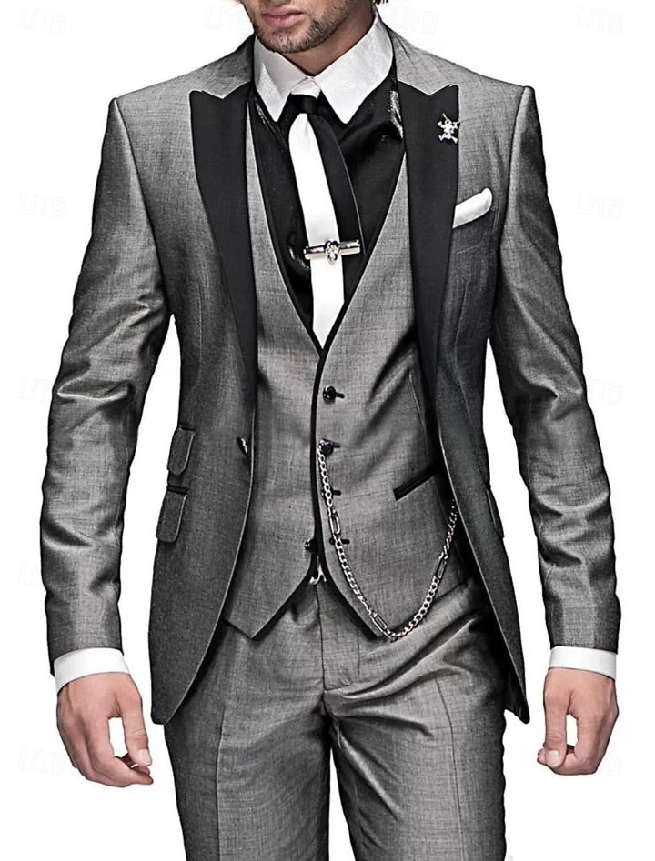 Three-piece linen suit set for men