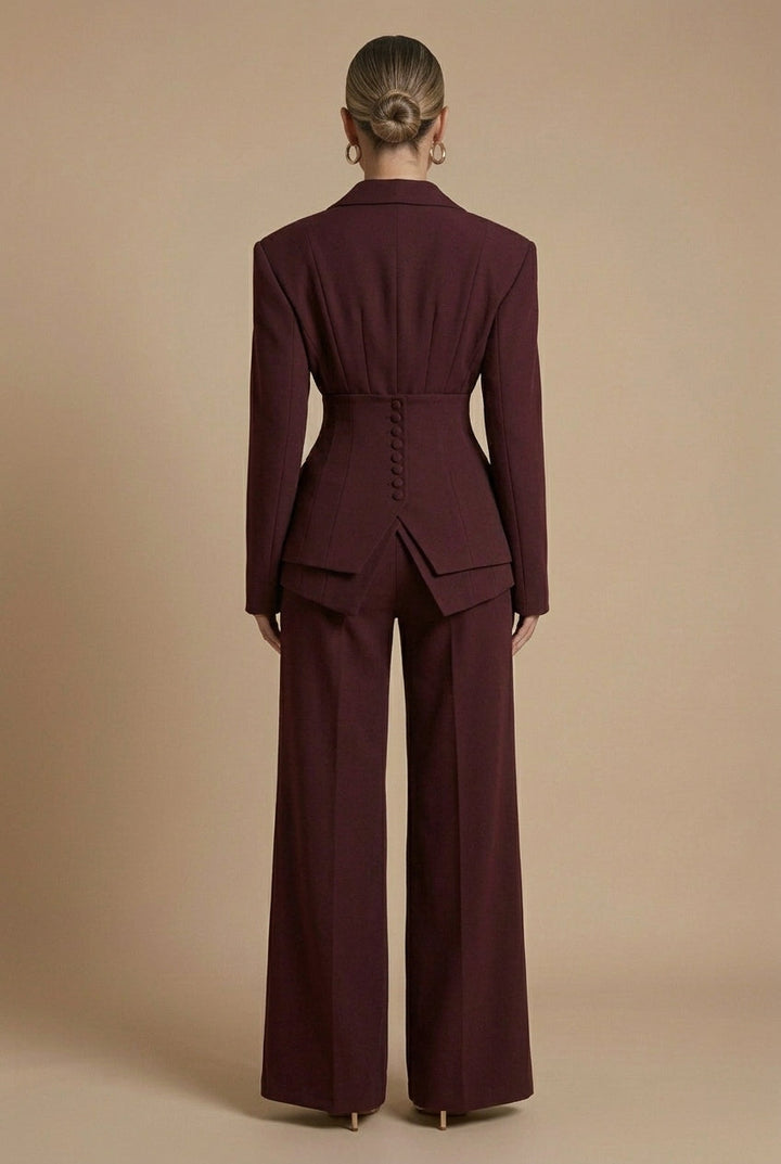 Women's Peaked Lapel Wide-Leg Suit