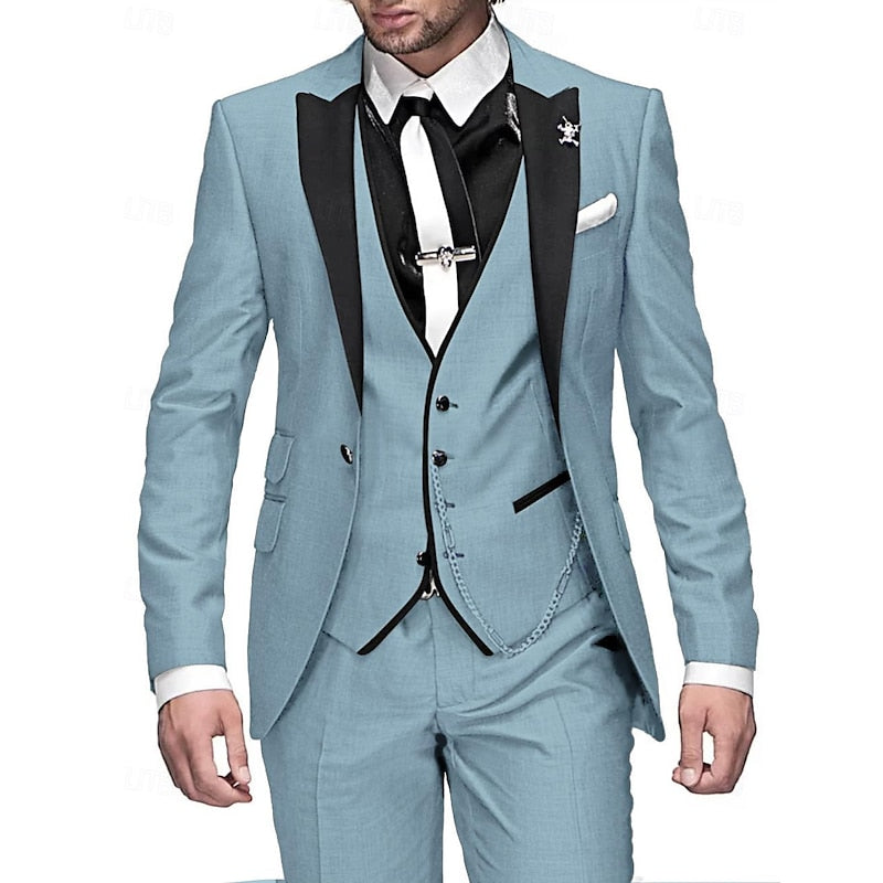 Three-piece linen suit set for men