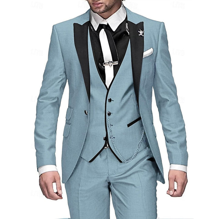 Three-piece linen suit set for men