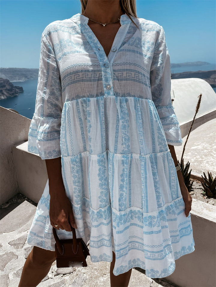 Flowy boho ruffle dress for women