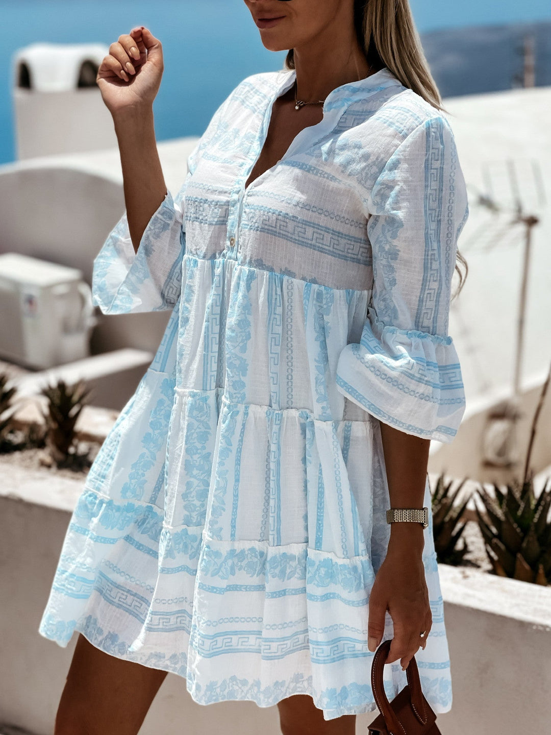 Flowy boho ruffle dress for women