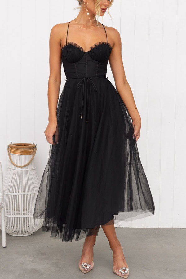 Women's Corset Tulle Midi Dress
