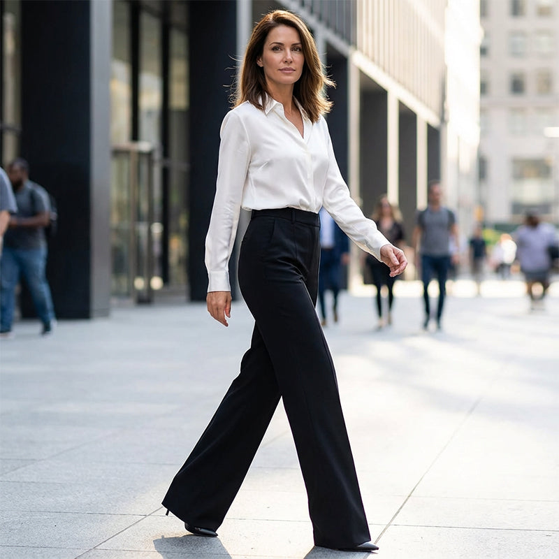 Women's High Waist Wide Leg Trousers Straight Cut