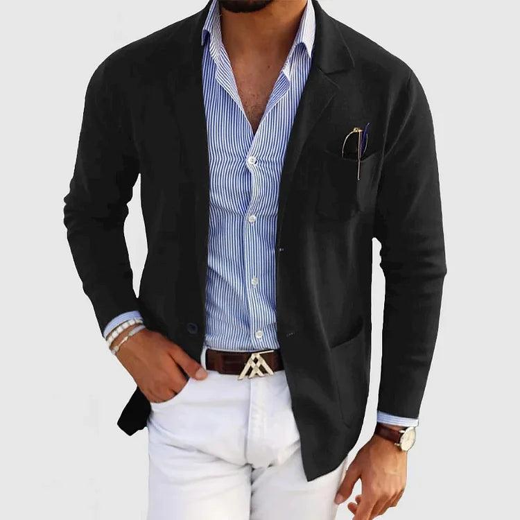 Elegant knitted cardigan with pockets for men