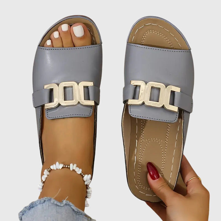 Women's Gold Buckle Sandals