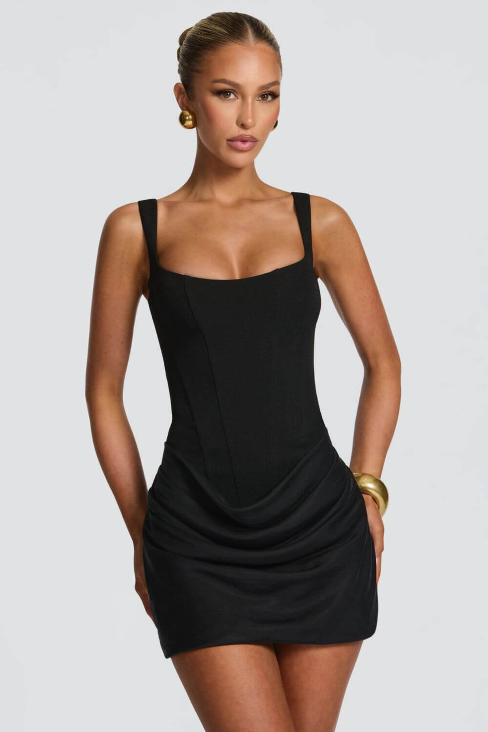 Women's Square Neck Corset Mini Dress