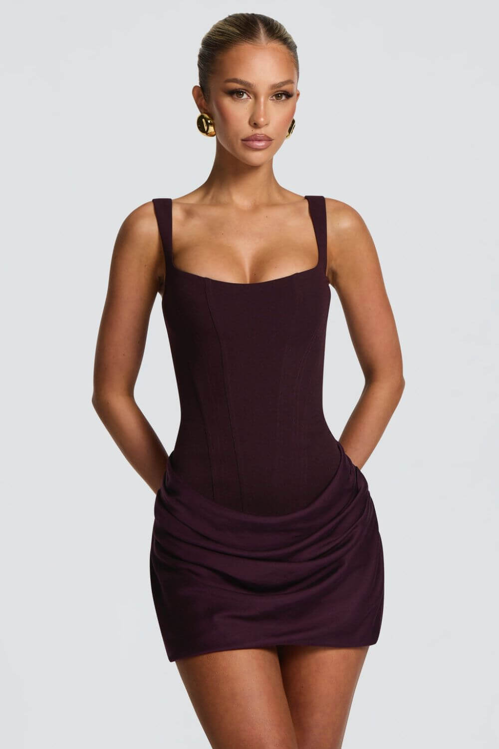 Women's Square Neck Corset Mini Dress
