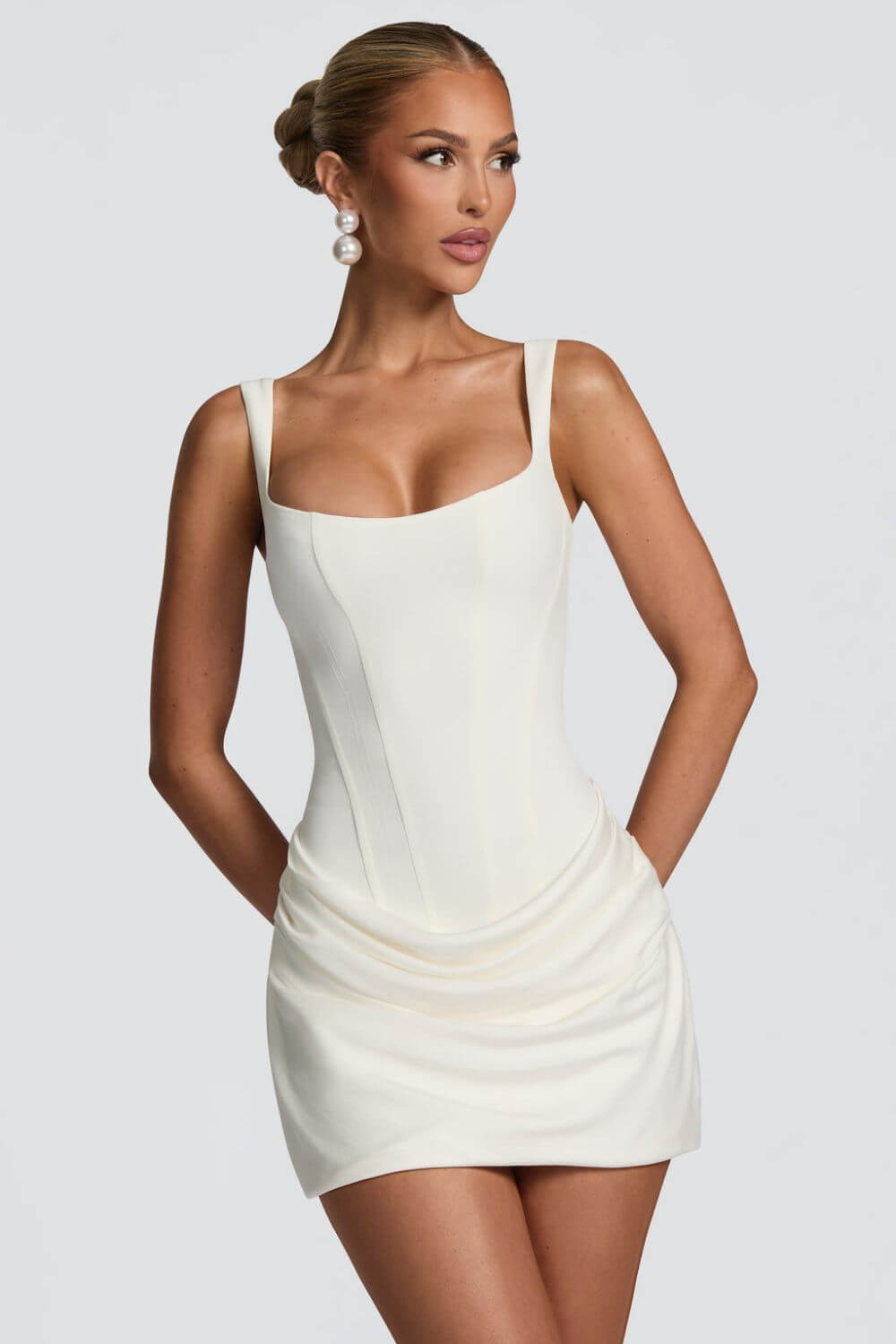 Women's Square Neck Corset Mini Dress