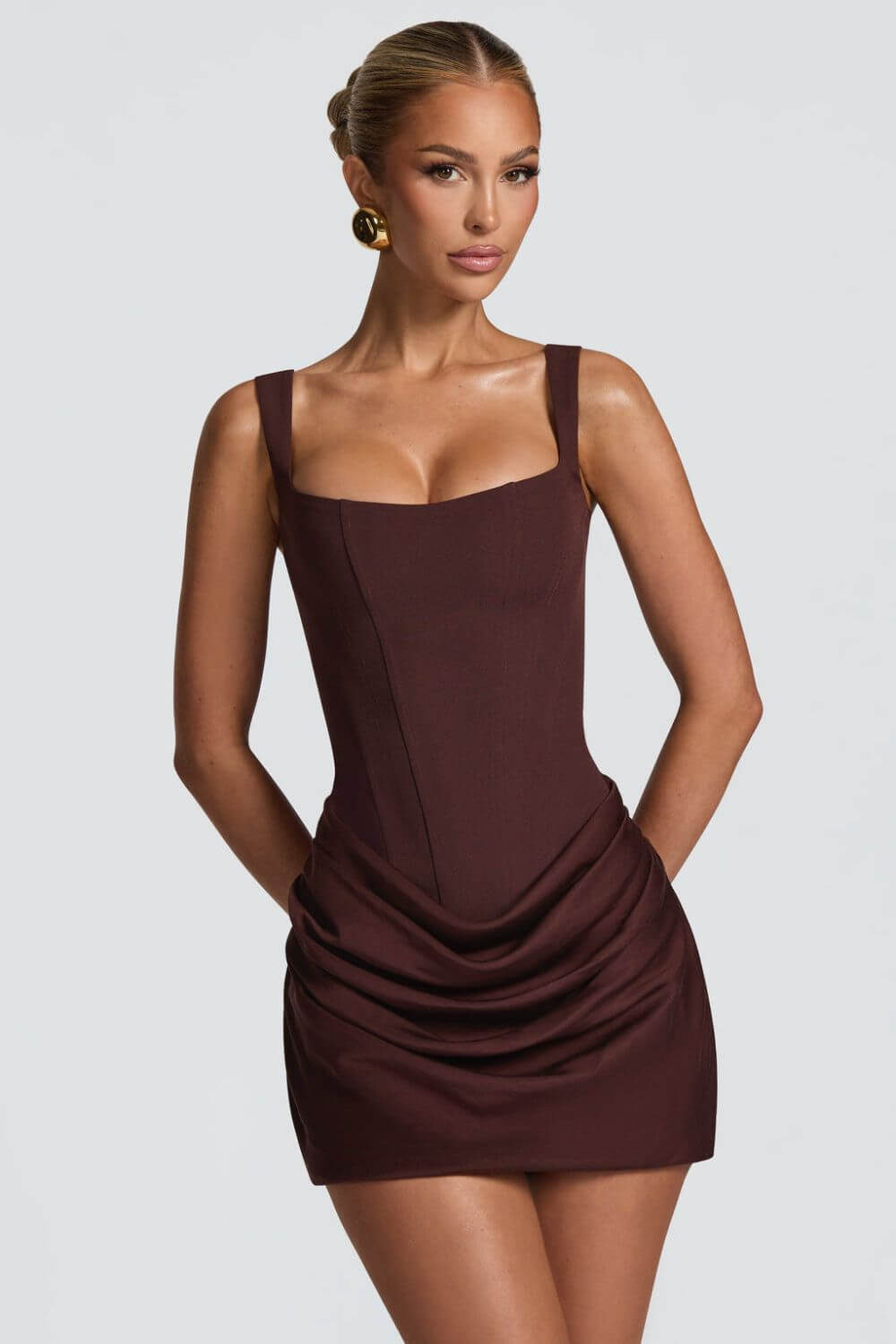 Women's Square Neck Corset Mini Dress