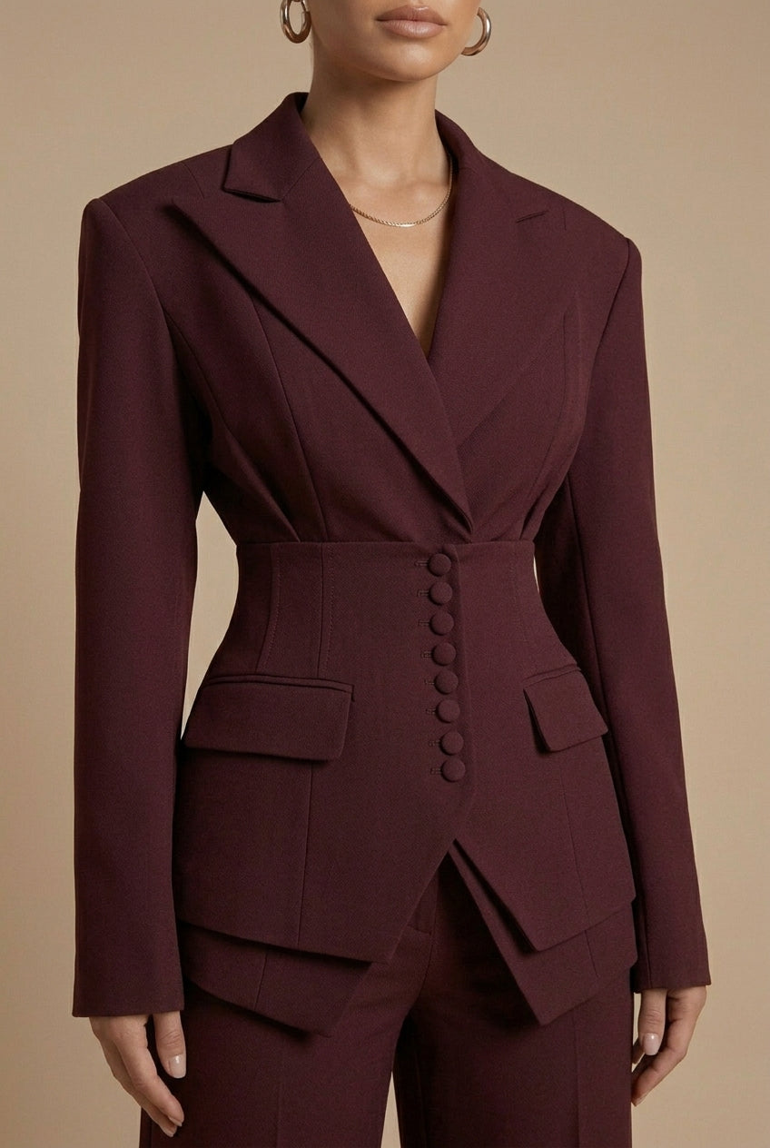 Women's Peaked Lapel Wide-Leg Suit