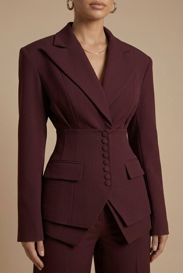 Women's Peaked Lapel Wide-Leg Suit