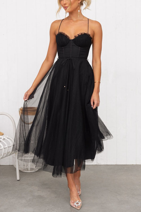 Women's Corset Tulle Midi Dress