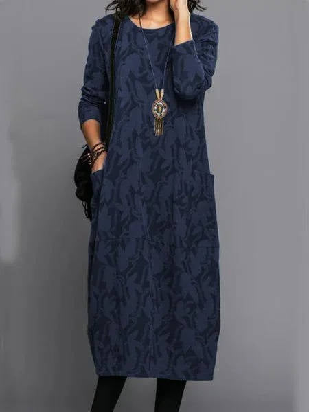 Women's Long Sleeve Floral Midi Dress