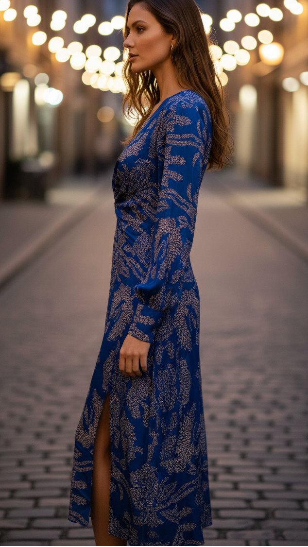 Women's Tailored V-Neck Midi Dress