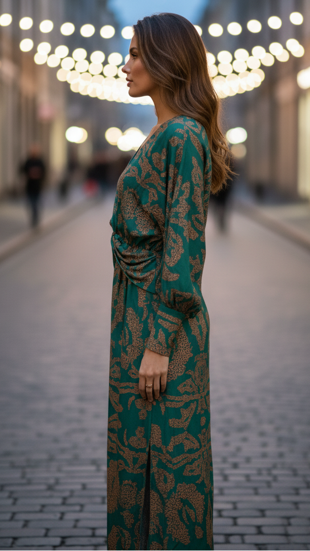 Women's Tailored V-Neck Midi Dress