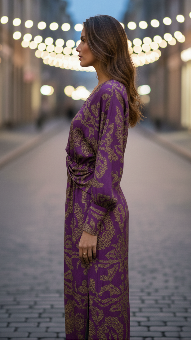 Women's Tailored V-Neck Midi Dress
