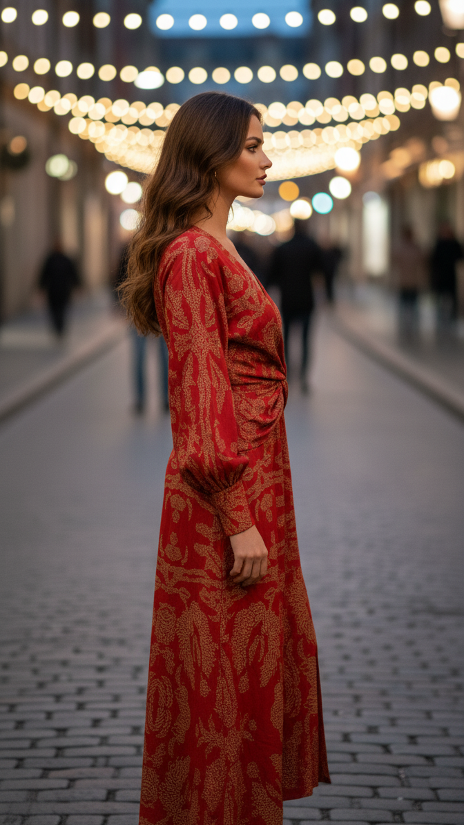 Women's Tailored V-Neck Midi Dress