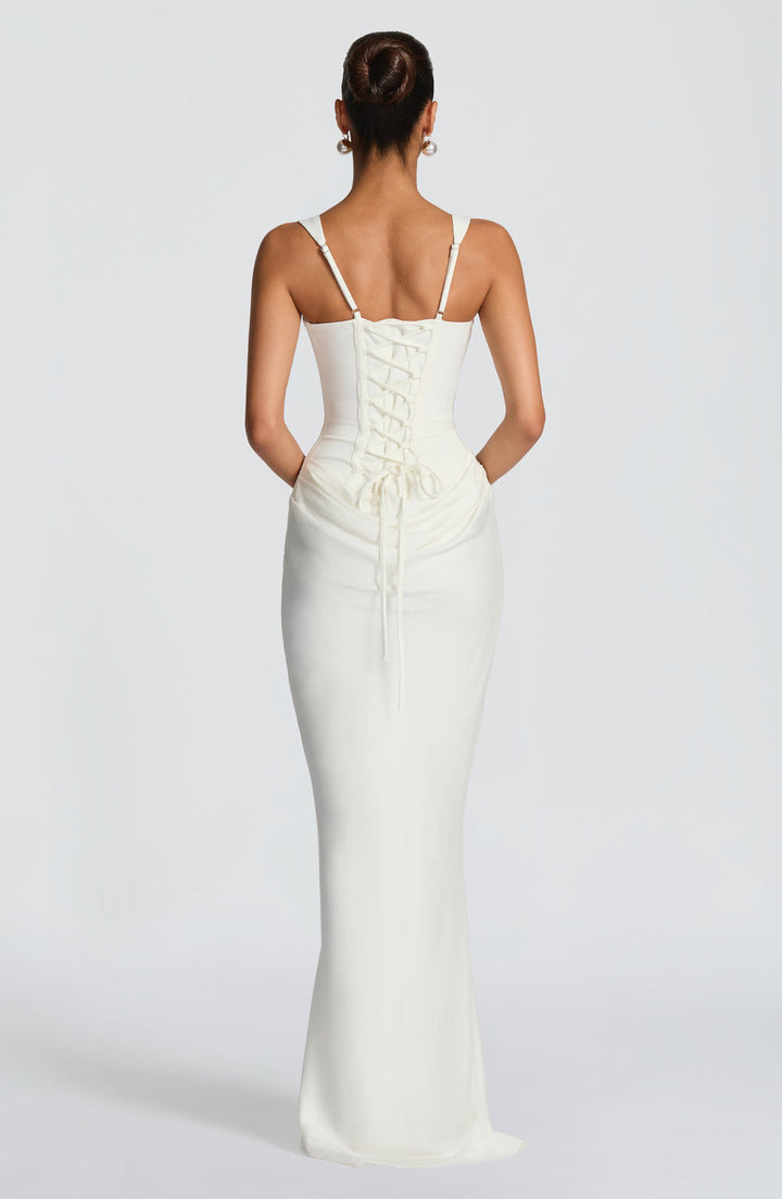 Women's Draped Satin Maxi Gown