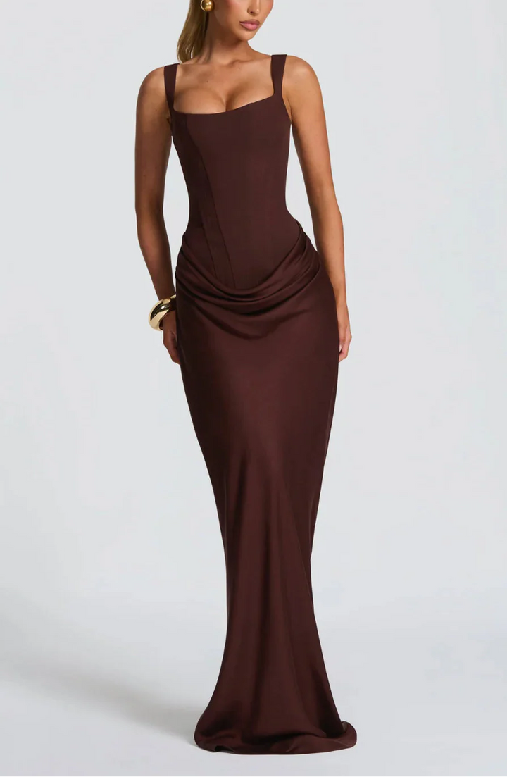 Women's Draped Satin Maxi Gown